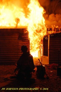 Heavy Fire Rolls Out Doorway
