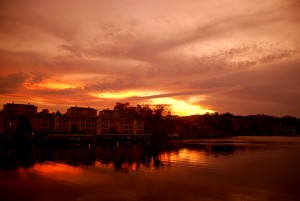 Condos Along Lake Hamilton Sunset