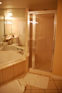 Walkin Shower and Jacuzzi in Suite