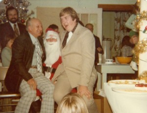 Dad and Kenny Green on Santa Don Taylor`s Lap