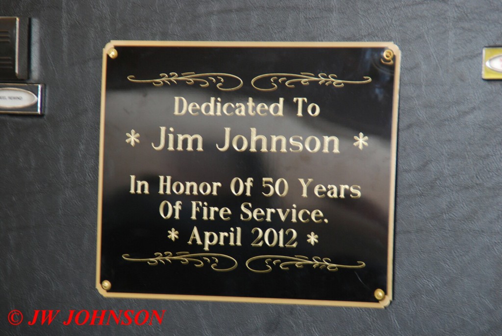 Dedication Plaque on Truck 854