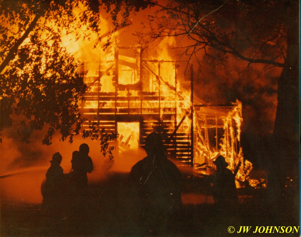 House Fire Hwy H and J Dad Silhouetted