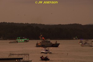 00G Sunset Fireboat Goes Out Into Harbor